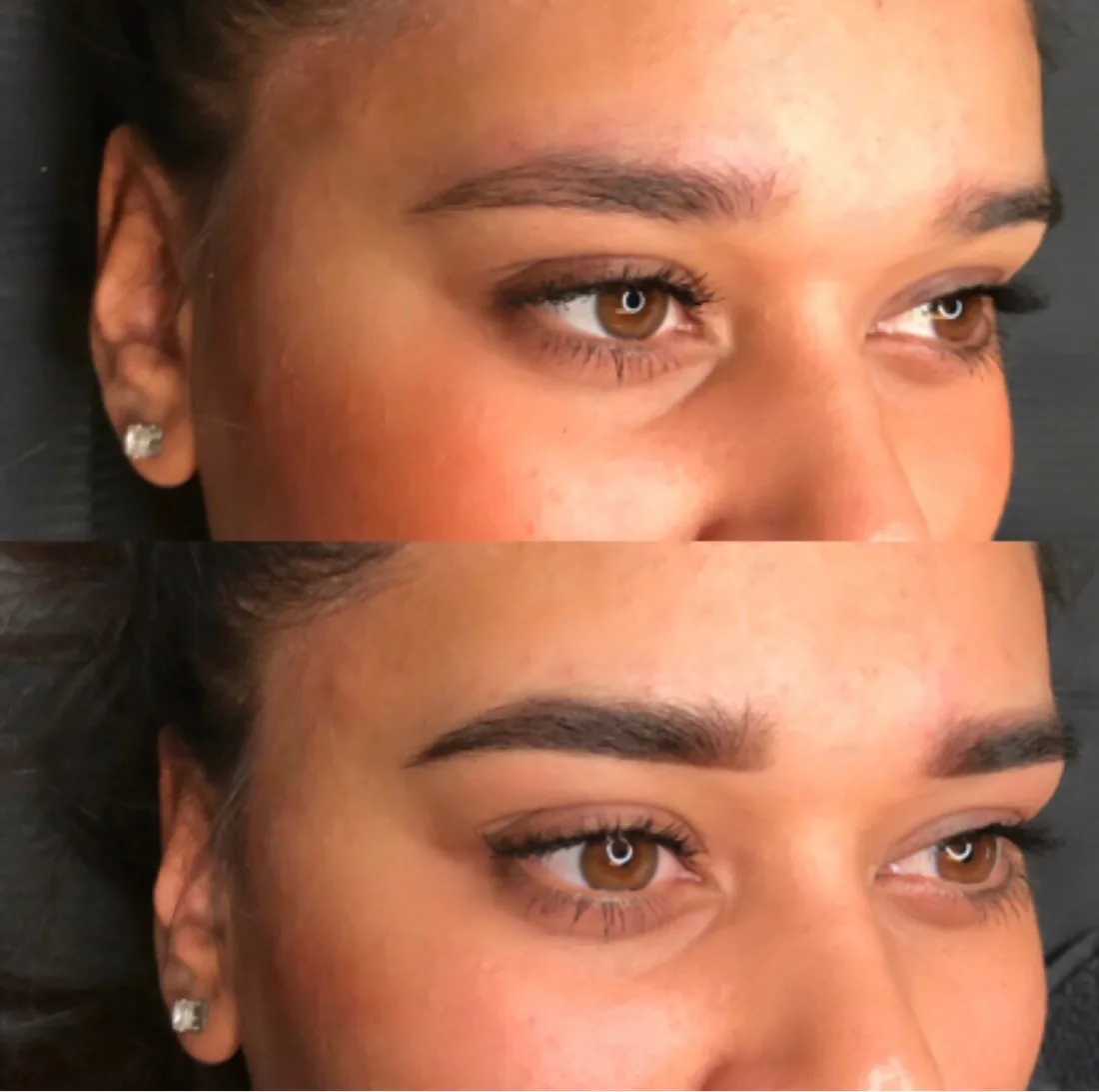 F&oslash;r og efter permanent makeup p&aring; bryn